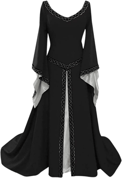 JEGULV Medieval Costume Womens Halloween Steampunk Butterfly Sleeve Dress Plus Size Cold Shoulder Lace Up Gothic Dress : Clothing, Shoes & Jewelry