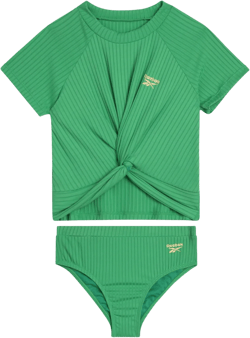 Reebok Girls' Tankini Set - 2 Piece UPF 50+ Short Sleeve Tankini Bikini Swimsuit - 2 Piece Bathing Suit for Girls (4-12) 5 Green