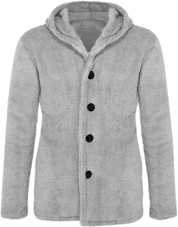 Mens Fluffy Fuzzy Jacket,Plush Fleece Casual Winter Fall Button Up Cardigan Coat Soft Sherpa Outerwear 3X-Large Gray