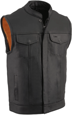 Milwaukee Leather MLM3510 Men's Black Premium Leather Club Style Vest - Dual Closure Open Neck Motorcycle Rider Vest 4X-Large Black