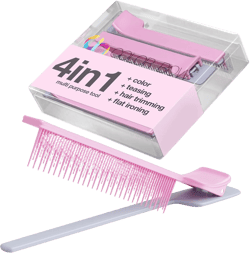 Teasing Clip Comb (5 Pack) Hair Coloring Styling Tools for Highlights Balayage Ombré Trimming Cutting Flat Iron Guide - Straightener Straightening Comb, Pink / Gray