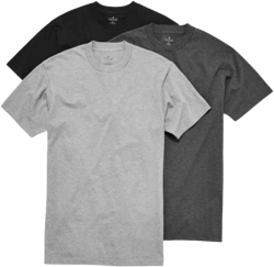 Stafford 3-Pack Men's Heavy Weight 100% Cotton Crew-Neck T-Shirt Black/Grey