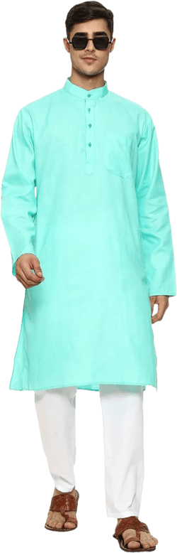 Men Cotton Blend Kurta Pyjama Set Party Fashion Regular Ethinic Wear Indian Dress Gift for Men