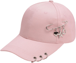 Unisex Pin Iron Ring Baseball Hat Hip Hop K-Pop Snapback Caps Solid Casual Fitted Trucker Hats Women Outdoors Sun Cap One Size Pin-pink
