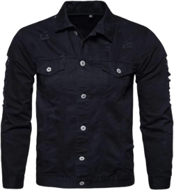 Colygamala Men's Motorcycle Vintage Ripped Denim Trucker Jean Jacket 5Color Small Black
