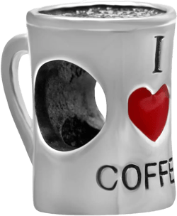 925 Sterling Silver I Love Savoury Coffee Cup/Mug, Magic Teapot Teacup Beads, fits European Charms Bracelet, Christmas Gifts for Mummy/Sister/Best Friends/Wife I Love Coffee Cup Charm