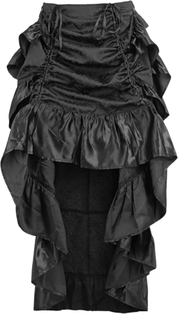 Daisy corsets Women's Black Brocade Adjustable High Low Bustle Skirt 25-30 Long Black