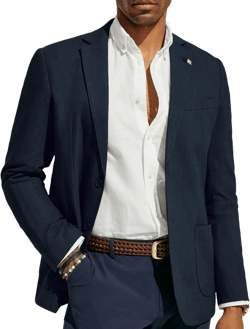 PJ PAUL JONES Mens Blazer Casual Cotton-Linen Sport Coat Lightweight 2 Button Unlined Suit Jackets X-Large Navy Blue
