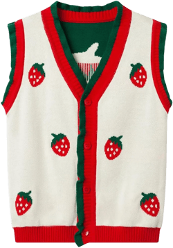 Mud Kingdom Toddler Little Girls Sweater Vest Knitted Sleeveless Button Down V-Neck Spring Autumn 4T Strawberry Beige