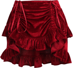 Daisy corsets Women's Dark Red Velvet Ruched Bustle Skirt 32-36 Short Red