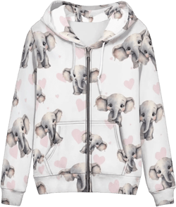 Women's Full-Zip Hooded Sweatshirt Elephant Love Print Hoodies with Pockets Hoodies for Women Loose Fit Sweatshirts for Women Plus Size Hoodies