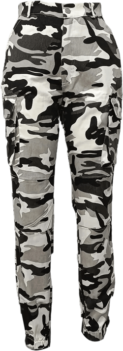 NRTHYE Women Camo Cargo Pants Camouflage Sweatpants Joggers Casual Army Fatigue Pants Small 02black