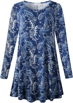 LARACE Plus Size Tunic Tops Long Sleeve Shirts for Women Swing Flowy Loose Fit Clothes for Leggings A-navy12 5X