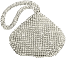 TOPCHANCES Women's Triangle Bling Clutch Purses and Handbags, Rhinestone Evening Bags and Clutches for Women Gilrs Silver