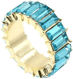 HSQYJ Rainbow Baguette Band Ring Eternity Band Cubic Zirconia Ring Gold Plated Fashion Luxury Jewelry Crystal Cocktail Rings for Women Gift