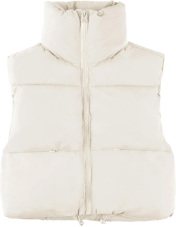 Lianlive Womens Cropped Puffer Vest Zip Up Stand Collar Sleeveless Crop Padded Vests Gilet