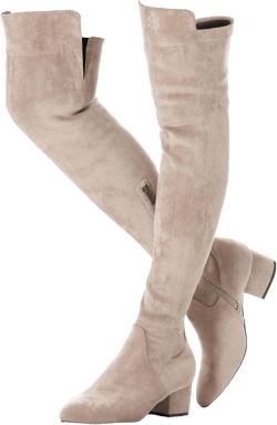 Mtzyoa Women Over The Knee Boots Suede Thigh High Low Block Heel Stretch OTK Walking Comfort 9 Cream/2 Inch Heel