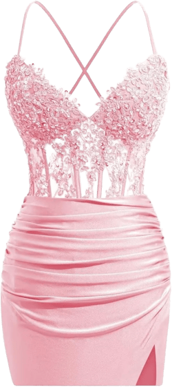 Women's Lace Appliques Bodycon Homecoming Dresses Satin Spaghetti Straps Cocktail Dresses for Teens 2024 Black US14
