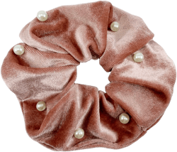 Velvet Pearl Hair Scrunchies Elastic Hair Bands for Women Hair Accessories Gift (PINK)