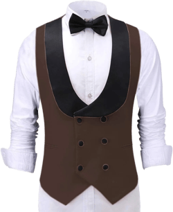 Ceehuteey Mens Double Breasted Vest Fashion Wedding Vest Shawl Lapel Suit Waistcoat Best Man XX-Large Coffe