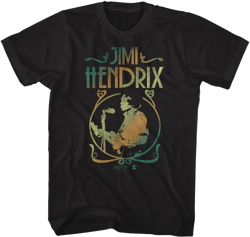 Jimi Hendrix Musician Jimi Hendrix Playing Guitar Concert Image Adult Graphic T-Shirts Vintage Style Graphic Tees Adult X-Large Black