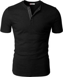 H2H Mens Casual Premium Slim Fit Henley T-Shirts Short Sleeve Lightweight XX-Large Cmtts254-black