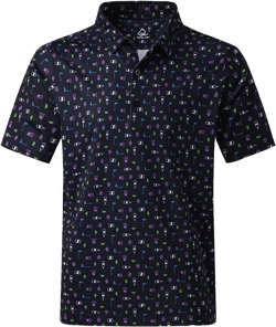 DEOLAX Mens Polo Shirts Moisture Wicking Dry Fit Performance Mens Golf Shirt Regular Fit Fashion Print Short Sleeve Polo Navy Blue-1 XX-Large