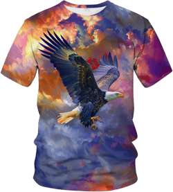LAOLIUSN Men's 3D Eagle Print T-Shirt - Patriotic Theme,Animal Graphic Tee XX-Large Multicolor