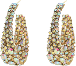 CEJUG Statement Earrings for Women Bohemian Large Dangle Drop Hoop Earring AB Rhinestone Crystal Sterling Silver Post Jewelry Gift Gold AB