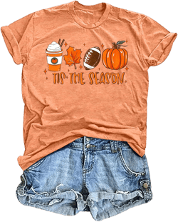 hohololo Halloween T Shirt Women Tis The Season Shirt Fall Pumpkin Tshirt Latte Coffee Graphic Tees Fall Top Small Orange