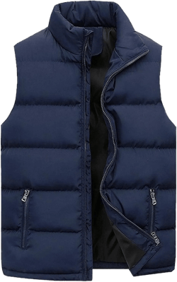 Mens Outdoor Vest Padded Puffer Vest Plus Size Lightweight Down Jacket Sleeveless Zip Up Quilted Gilet Jacket Outwear 3X-Large Navy