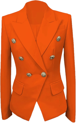 Womens Casual Blazers Long Sleeve Lapel Button Suit Jackets Slim Fit Work Office Blazer Jacket for Women 8 Orange