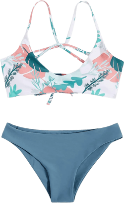 SweatyRocks Women's Sexy Bathing Suit Floral Print Cross Back Bikini Set Swimsuits : Clothing, Shoes & Jewelry