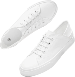 Women's Slip on Shoes PU Leather Slip on Sneaker Fashion White Tennis Shoes Low Top Black Casual Shoes 7.5 White