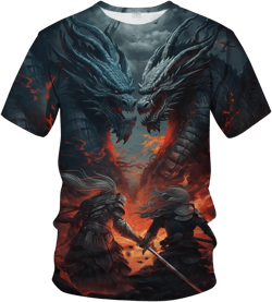 Mens Tiger Floral Shirt Dragon Tshirts Apparel Trippy Animal Graphic Short Sleeved Gifts Tee 4X-Large Dragon Knight