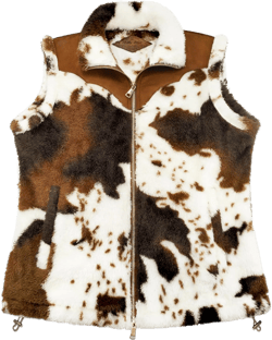 Women's Fuzzy Cow Print Vest Cozy Lightweight Sherpa Fleece Vest for Women Sleeveless Outerwear with Pockets