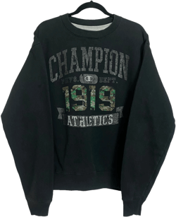 Champion Black Camo Print Fleece Pullover Crewneck Sweater Size M