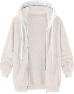 Women Fuzzy Hoodie Zip Up Fleece Jacket Long Sleeve Colorblock Sweatshirt Oversized Fluffy Coat Fall Winter Outerwear #02 Beige XX-Large