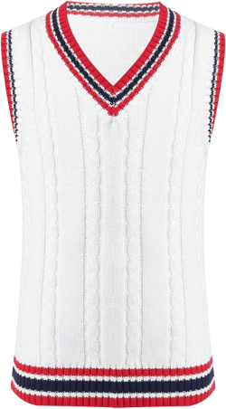JanJean Kids Boys Girls V Neck Sweater Vest Sleeveless Pullover Kintted Waistcoat Jumper Casual Knitwear School Uniform 4 White