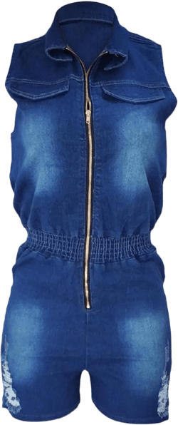 HGps8w Women's Sexy Zip Up Denim Shorts Jumpsuits Slim Fit Sleeveless Distressed Summer High Waisted Short Jeans Rompers XX-Large 01 Blue