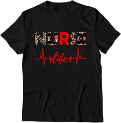 Leopard Cheetah Floral Print Nurse Life Tees. 100% Cotton Graphic Women's T Shirts.