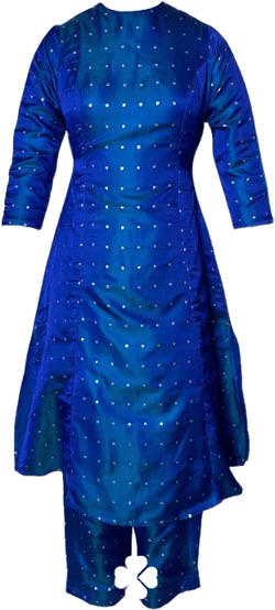 Royal Blue Silk Butti A-Line Kurta Set