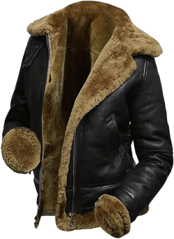 Womens Genuine Sheepskin Leather Flying Aviator Winter Jacket With Hood Medium Black