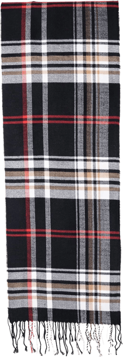 Cashmere Wool Feel Scarf Warm Soft Lightweight Scottish Scotland Nova Check Tartan Plaid Gift For Men Women Kids (A43-3 Black Camel Red BB Plaid)