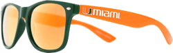 NCAA Miami Hurricanes MIAFL-4 Green Front Temple, Orange Lenses Sunglasses, One Size, Green