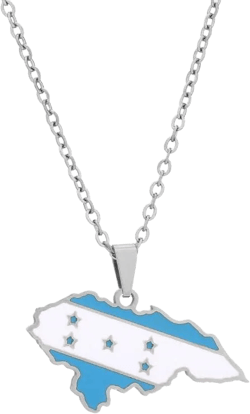 Map Pendant Necklaces - Honduras Maps Collarbone Necklaces with Chain, Patriotism Hip Hop Map Charm Jewelry for Women Men Couple Necklace White Chain Length: 50cm