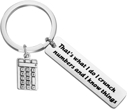 HOLLP Accountant Gift Calculator Charm Keychain That's What I Do I Crunch Numbers and I know Things Keychain That's What I Do I Crunch Numbers and I Know Things Keychain