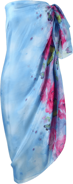 Womens Sexy Bohemian Floral Beach Cover Up Sarong Wrap Swimsuit Beachwear Blue