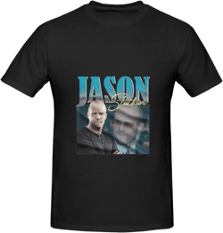 Jasons Statham T-Shirt Men's Basic Short Sleeve Actor Actress Tee Shirt Classic Basic Casual Top Black, X-Large