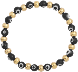 Edforce Stainless Steel Women Enamel Evil Eye Protection Beaded Link Chain Elastic Bracelet